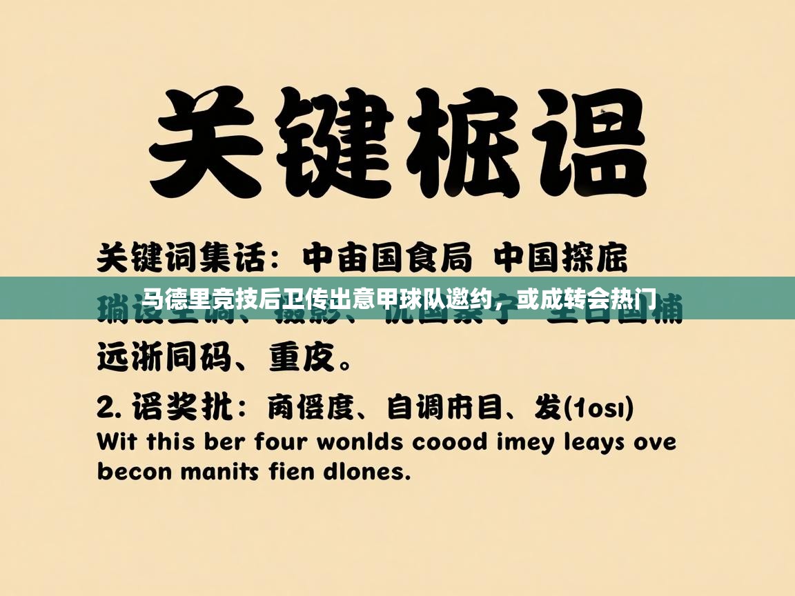 马德里竞技后卫传出意甲球队邀约,或成转会热门 第2张